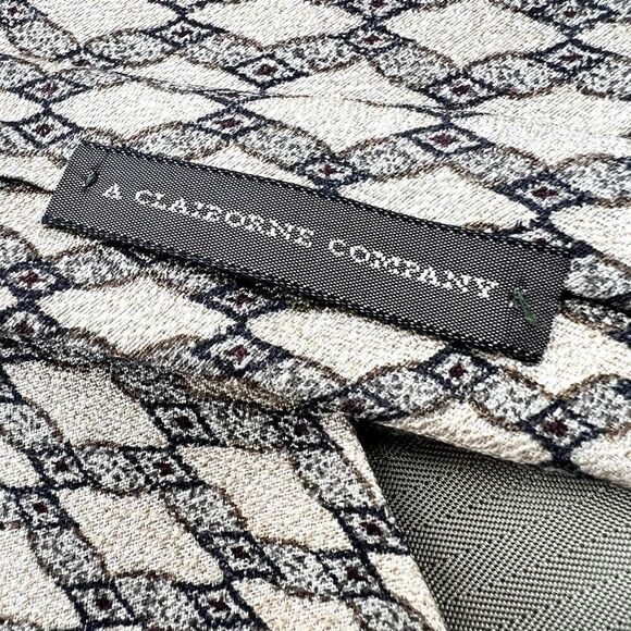 Sepia A Claiborne Company Silk Tie Tan with Black Lacey Geometric Print - Picture 4 of 7